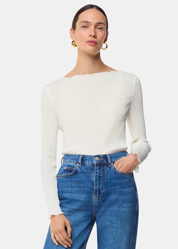 Ivory Elsa Plisse Top