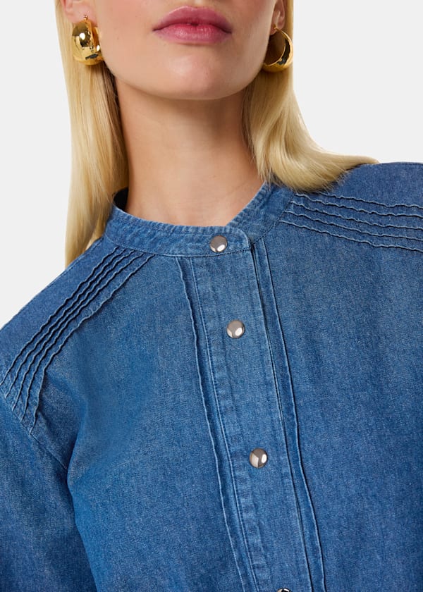 Pintuck Detail Denim Shirt