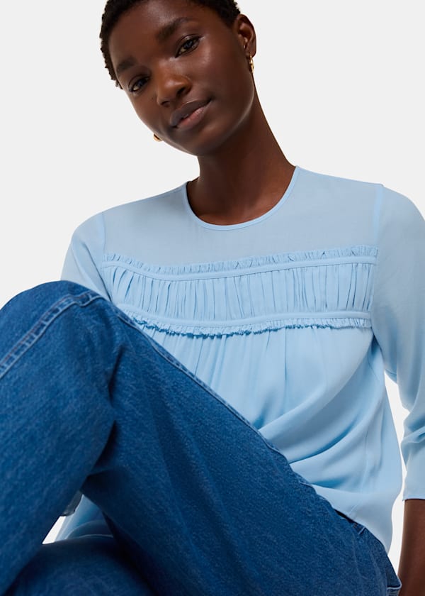 Pale Blue Laya Gather Detail Blouse