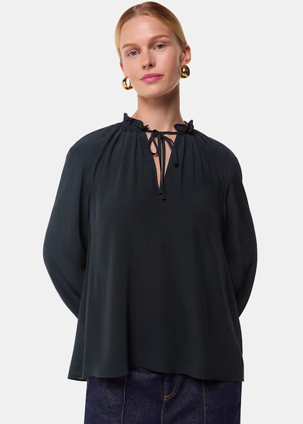 Black Paige Tie Neck Blouse