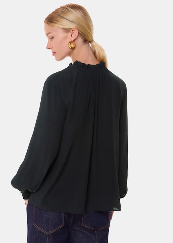 Black Paige Tie Neck Blouse