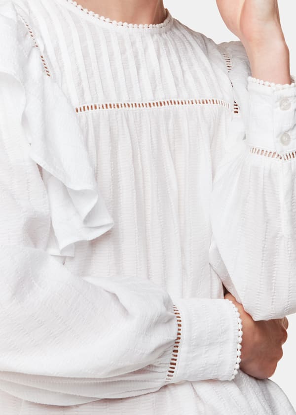White Johanna Textured Frill Blouse