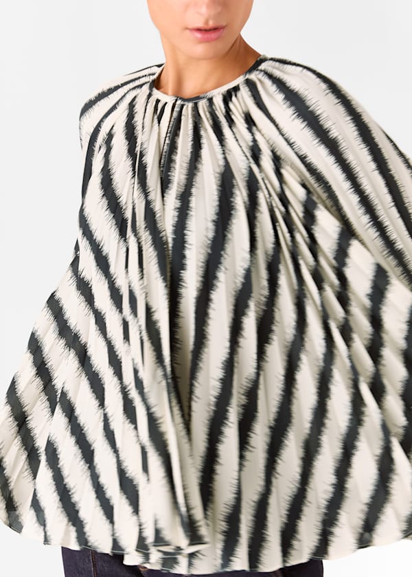 Ivory Hazy Stripe Pleated Blouse