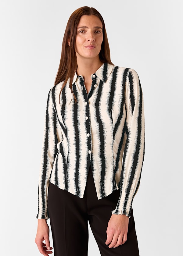 Ivory Hazy Stripe Fitted Shirt