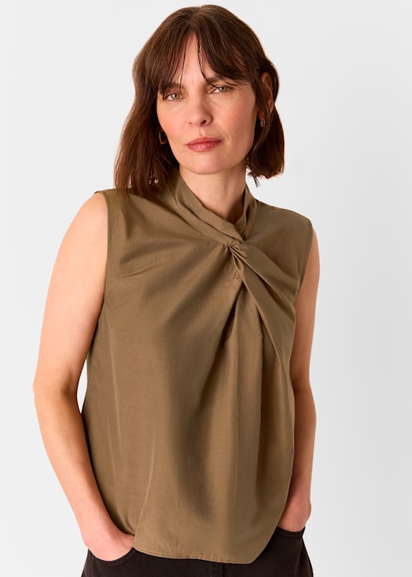 Taupe Bea Twist Front Tank