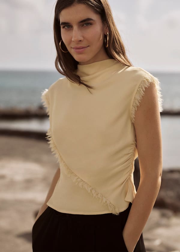 Butter Toril Textured Trim Detail Top