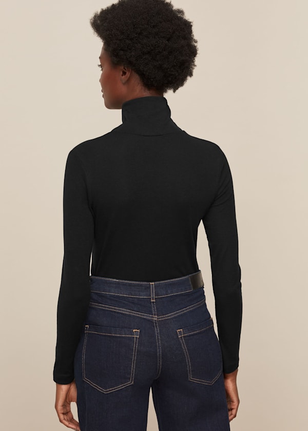 Black Essential Polo Neck