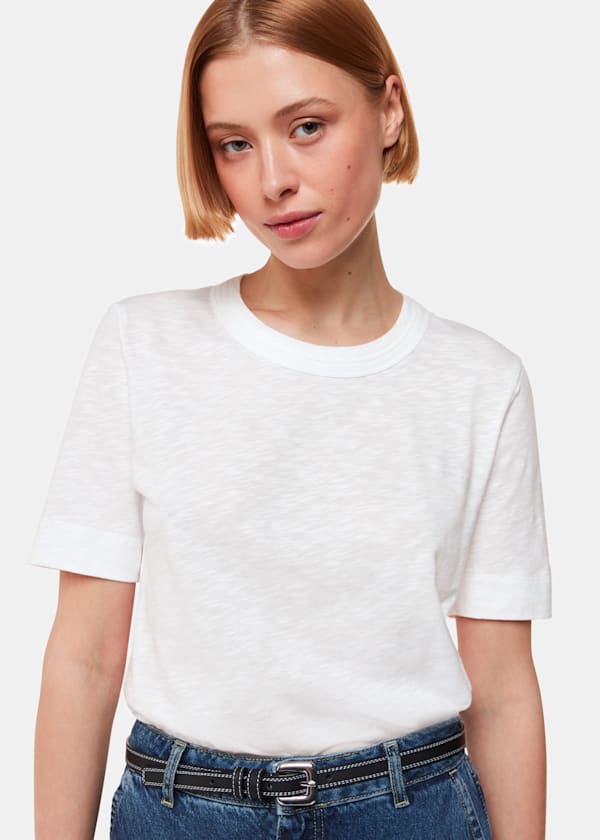 White Rosa Double Trim T-Shirt