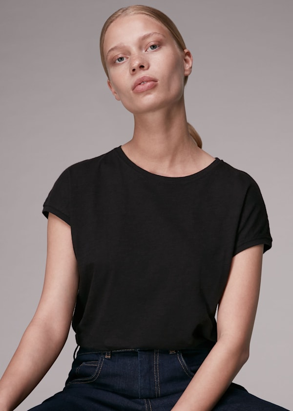 Black Minimal Cap sleeve Tee