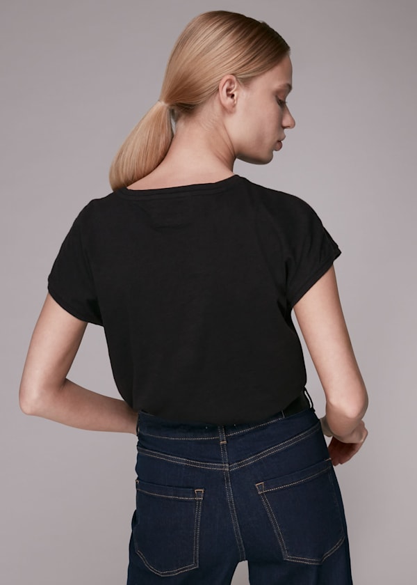 Black Minimal Cap sleeve Tee