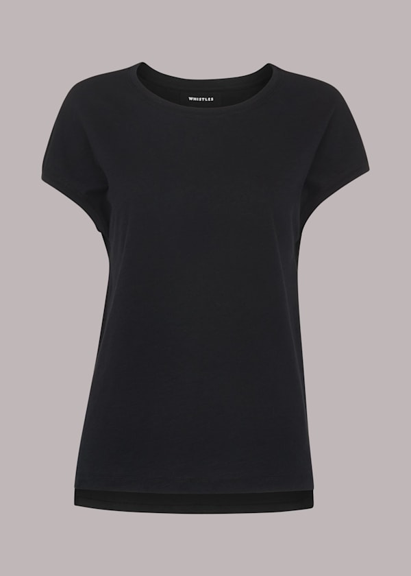 Black Minimal Cap sleeve Tee