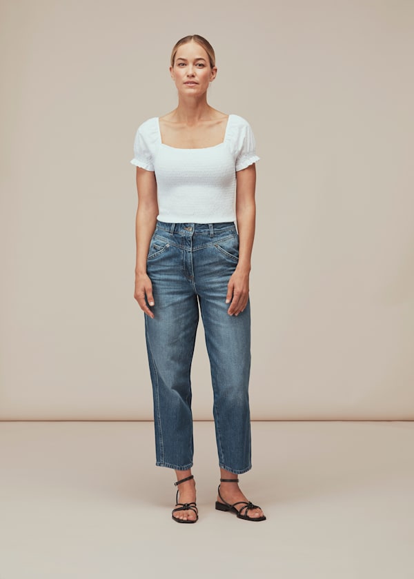 White Bex Rouched Frill Top
