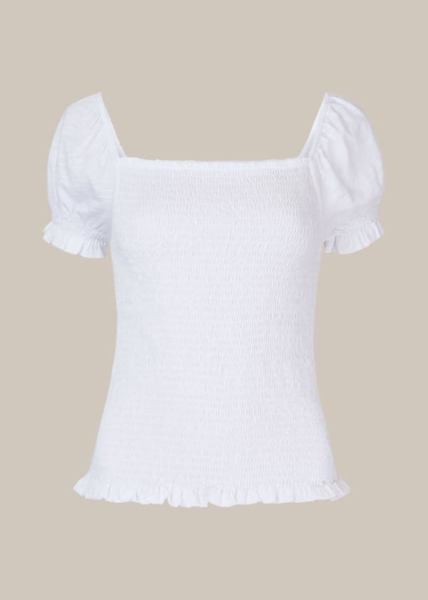 White Bex Rouched Frill Top