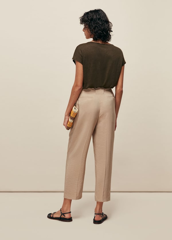 Khaki Tort Ring Linen Top