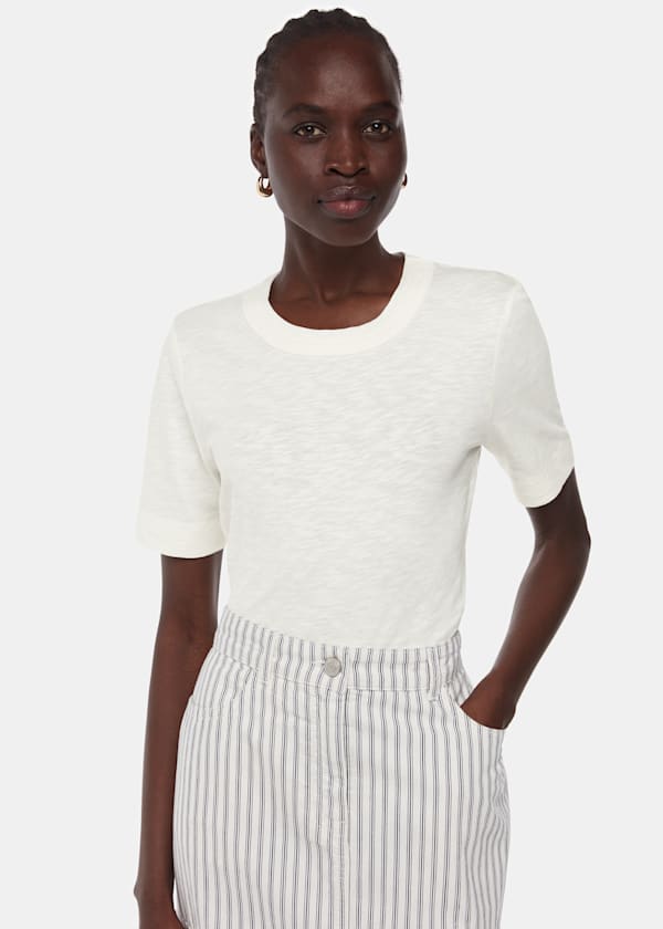 Cream Rosa Double Trim T Shirt