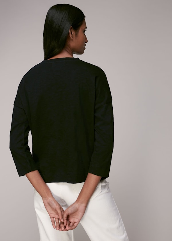 Black Cotton Pocket Top