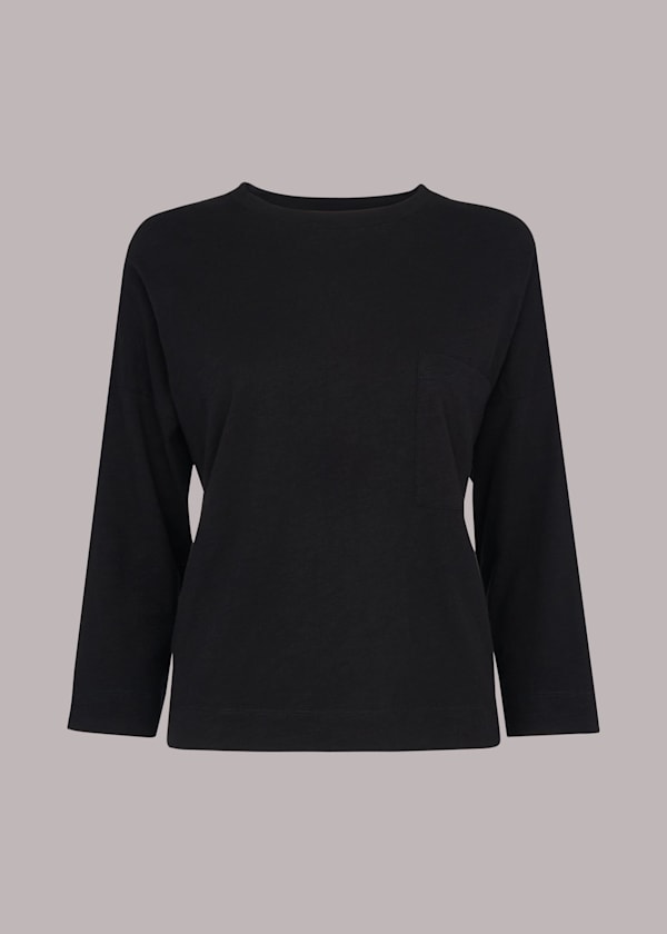 Black Cotton Pocket Top