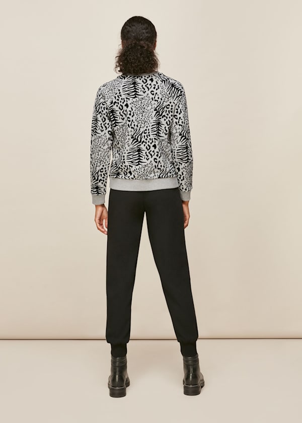 Grey Marl Flocked Animal Sweatshirt