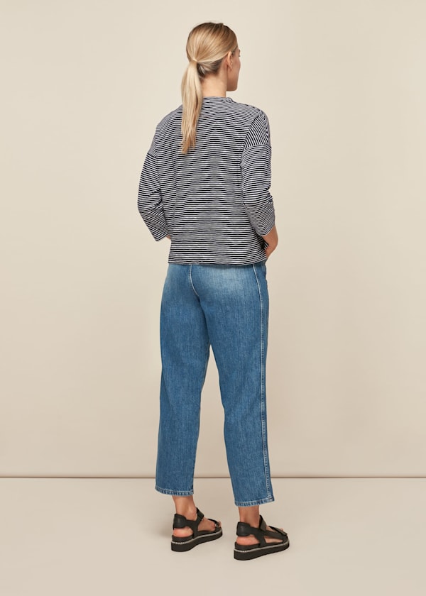 Navy Cotton Pocket Stripe Top