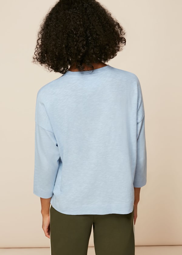 Pale Blue Cotton Pocket Top