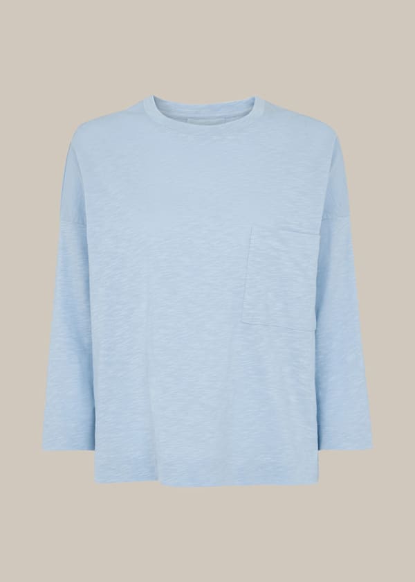 Pale Blue Cotton Pocket Top