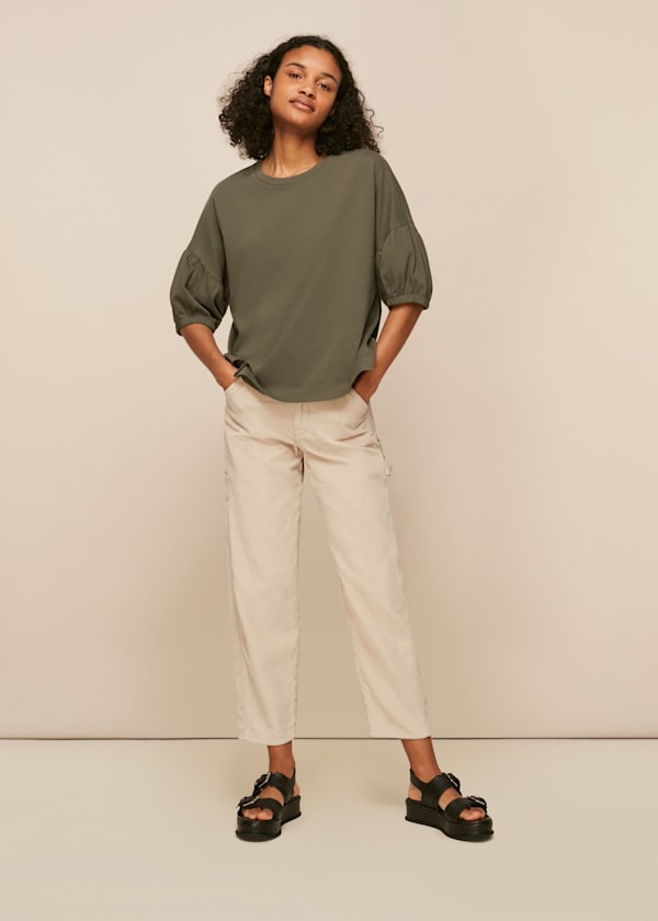 Khaki Oversized Sleeve Tee