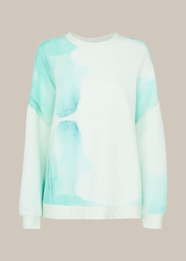 Green Tie Dye Cotton Sweatshirt