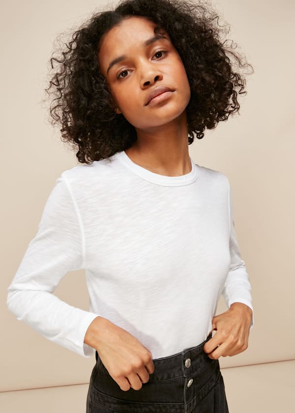 White Long Sleeve Emily Tee