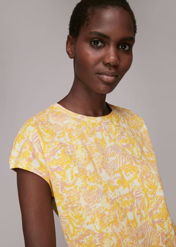 Yellow Minimal Camo Safari Print Tee