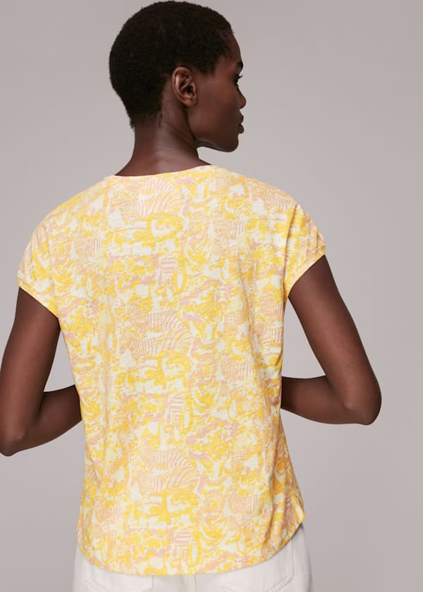 Yellow Minimal Camo Safari Print Tee