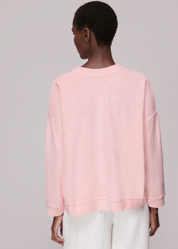 Pink Towelling Boyfriend Sweatshirt