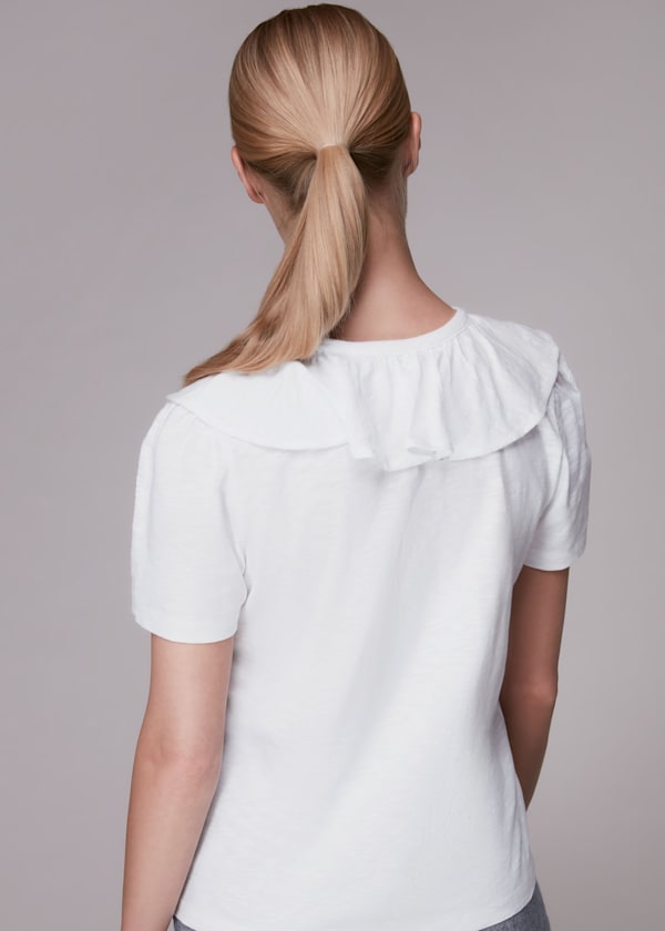White Frill Neck Collar Tee