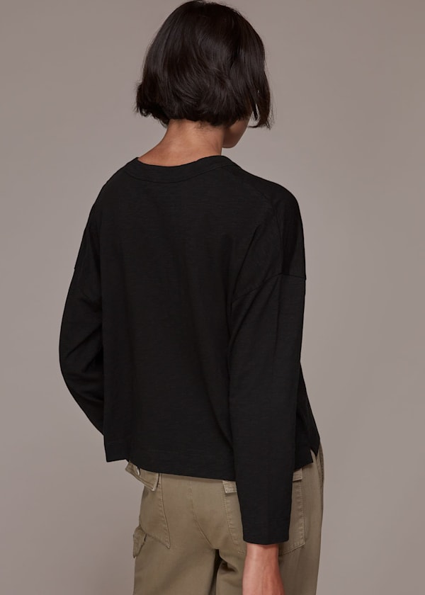 Black Jersey Pocket Cardigan