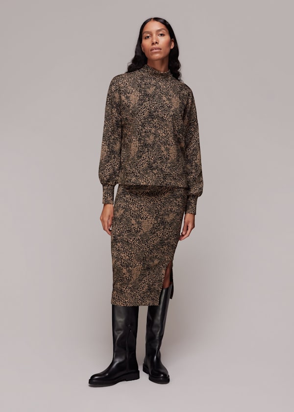 Multicolour Animal Jacquard High Neck Top