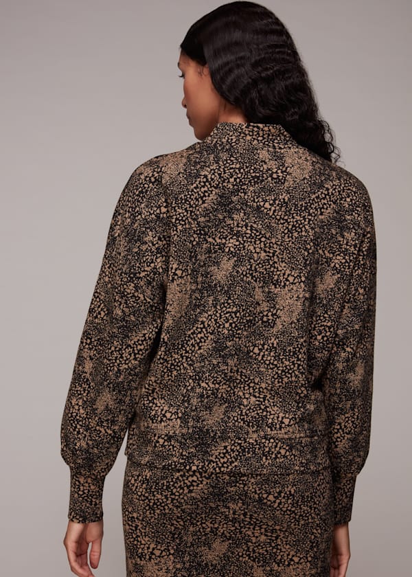 Multicolour Animal Jacquard High Neck Top