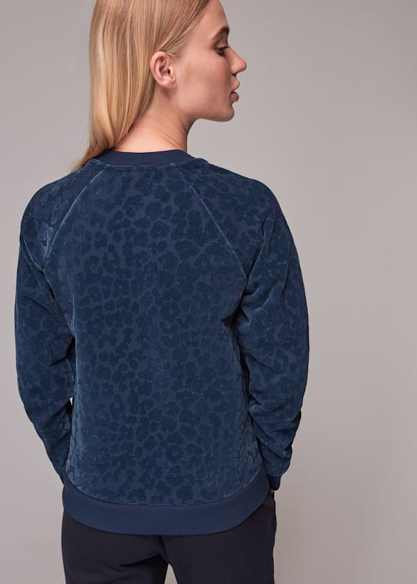 Navy Smudge Animal Flocked Sweat