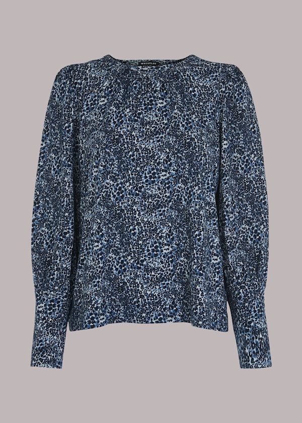 Blue Micro Animal Deep Cuff Top