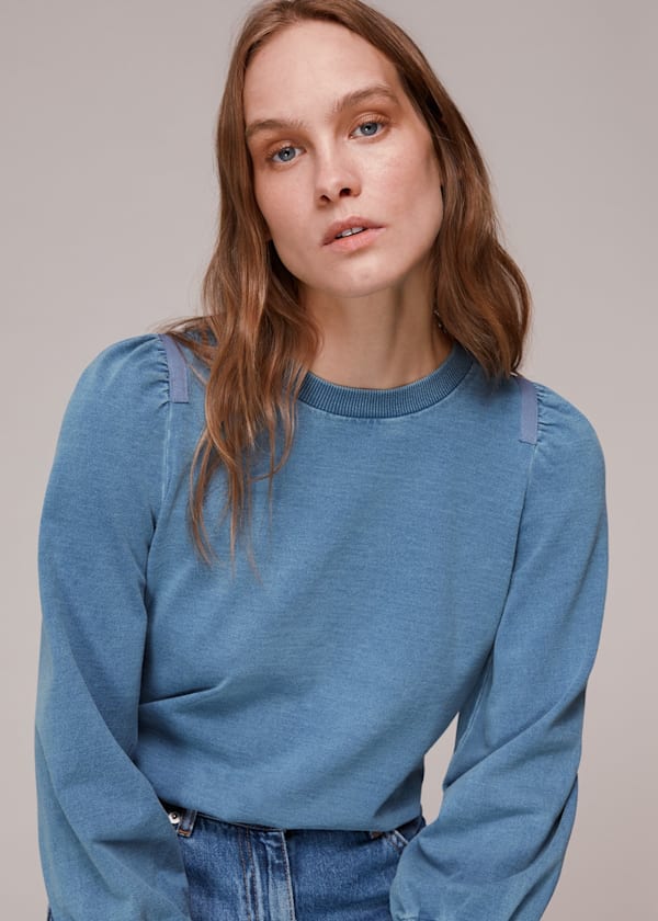 Blue Puff Sleeve Sweat