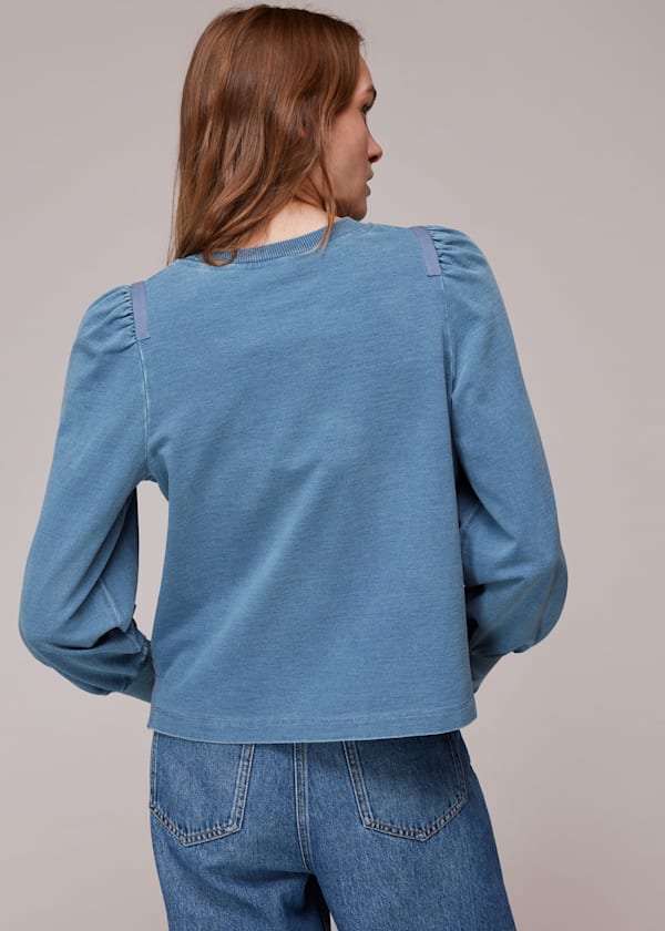 Blue Puff Sleeve Sweat