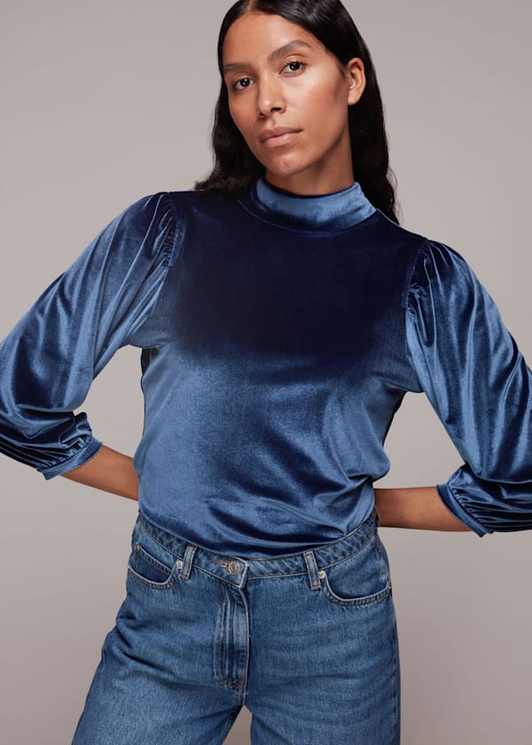 Navy Velvet Full Sleeve Top