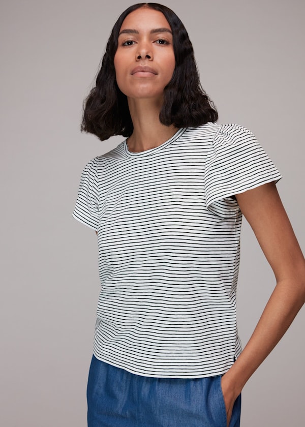 Multicolour Cotton Frill Stripe T Shirt