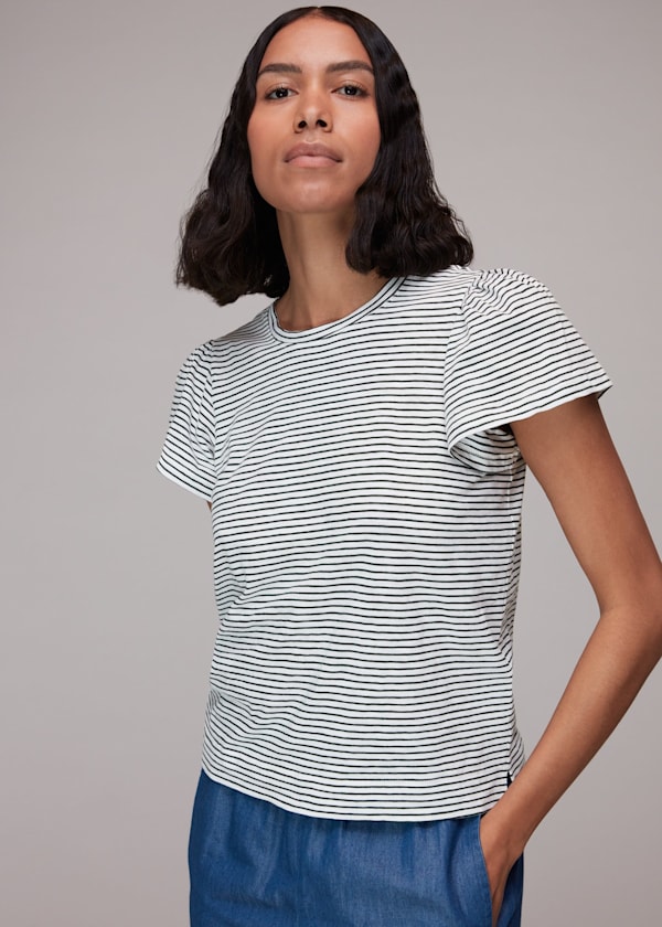 Cotton Frill Stripe T Shirt