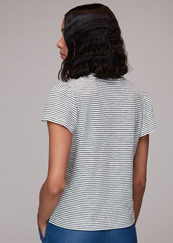 Multicolour Cotton Frill Stripe T Shirt