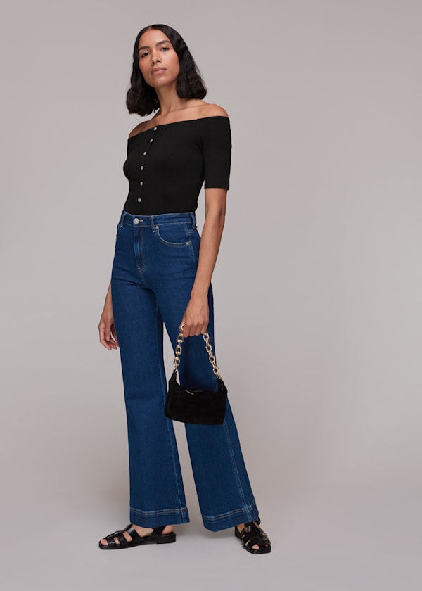 Black Rumi Ribbed Bardot