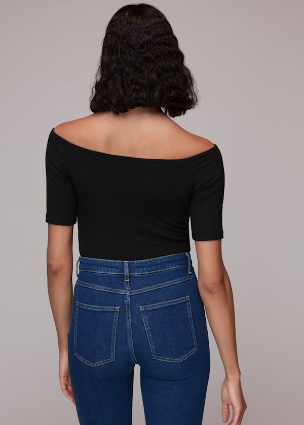 Black Rumi Ribbed Bardot