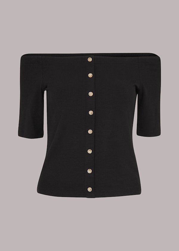 Black Rumi Ribbed Bardot
