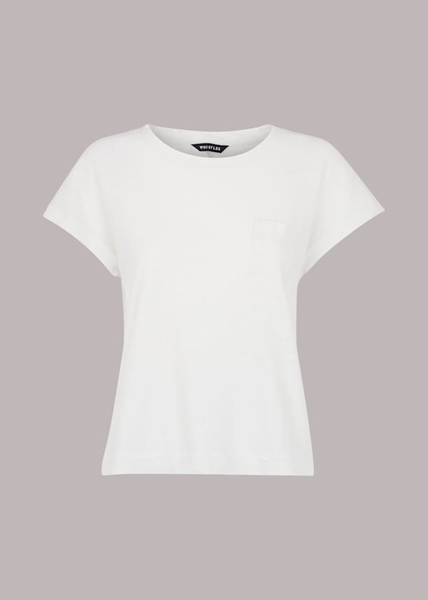 White Ember Linen Mix Pocket Tee