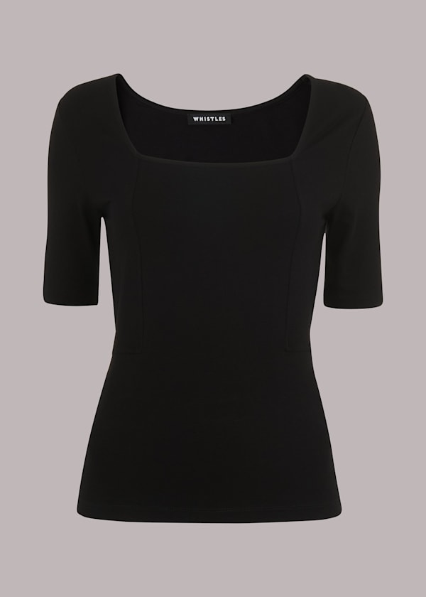 Black Square Neck T-Shirt