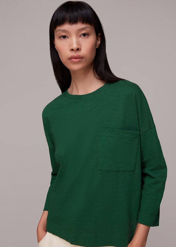 Green Cotton Pocket Top