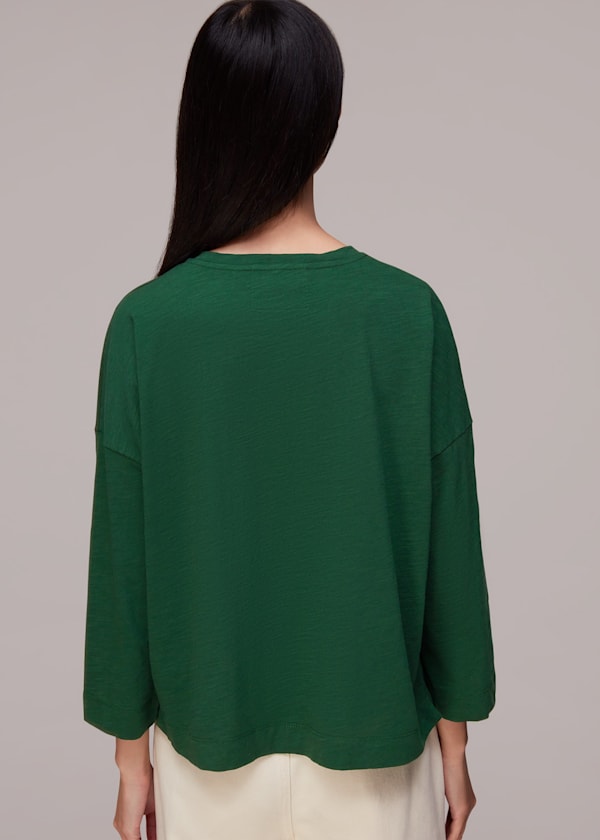 Green Cotton Pocket Top